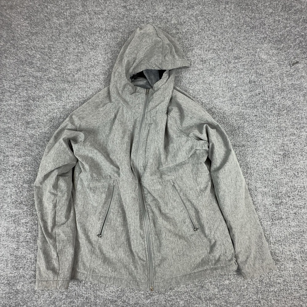 Kirkland Signature Jacket Womens Large Gray Softshell Hooded Full Zip Fleece